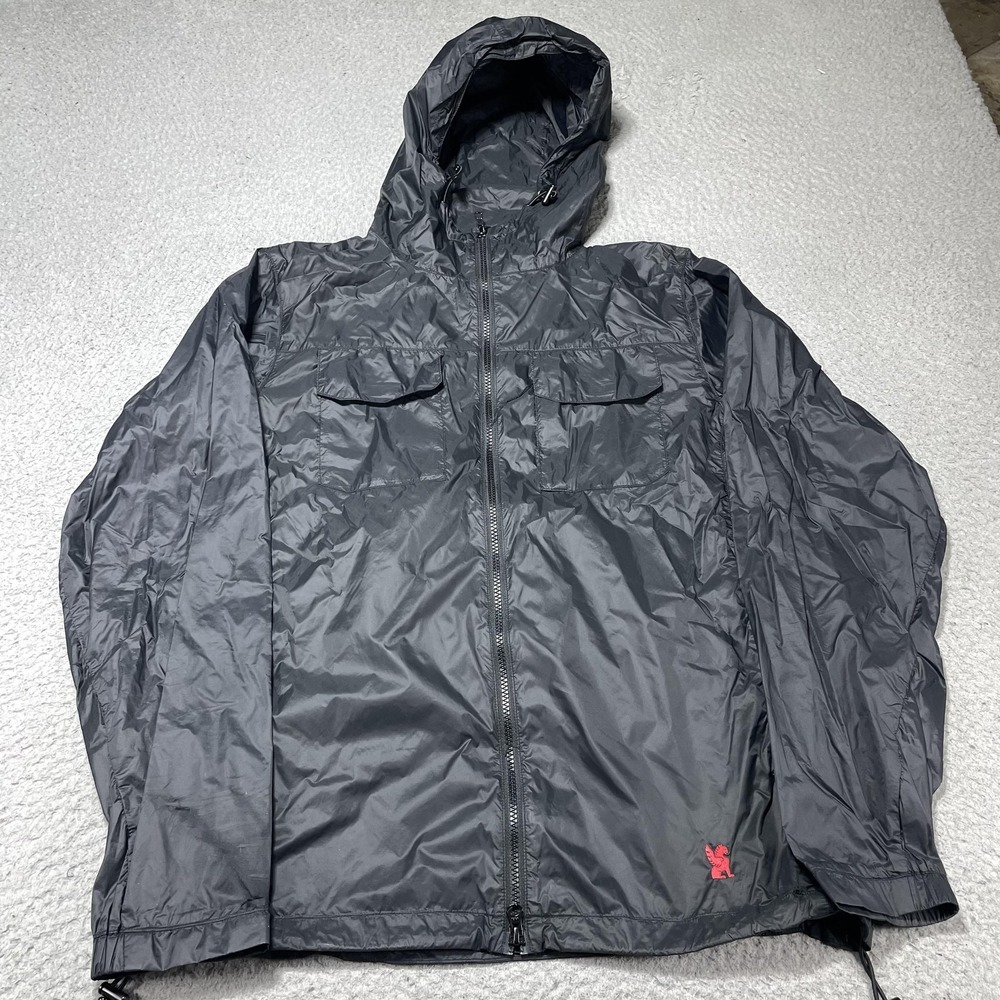 Chrome Jacket Mens Large Gray Hooded Windbreaker Cycling Packable Shell Jacket